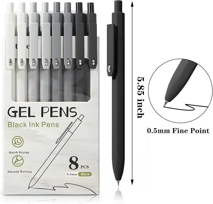 Piochoo Black Gel Pens, Nurse Aesthetic Cute Office School Supplies, Gifts - Image 5