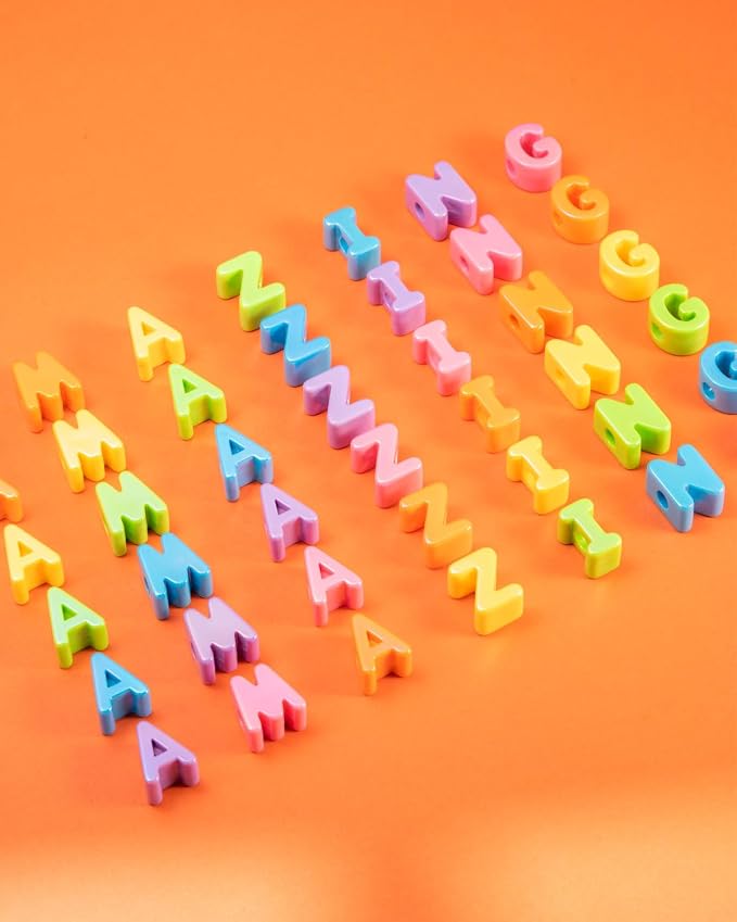 26 Pcs Cute Large Orange Letter Beads, 20mm Jumbo Square Acrylic Letter Beads - Image 9