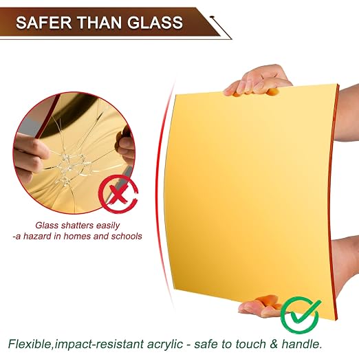 Gold Acrylic Mirror Sheet 11.8” x 11.8” x 1/8”, 2 Pack ALCCIFI Reflective - Image 2