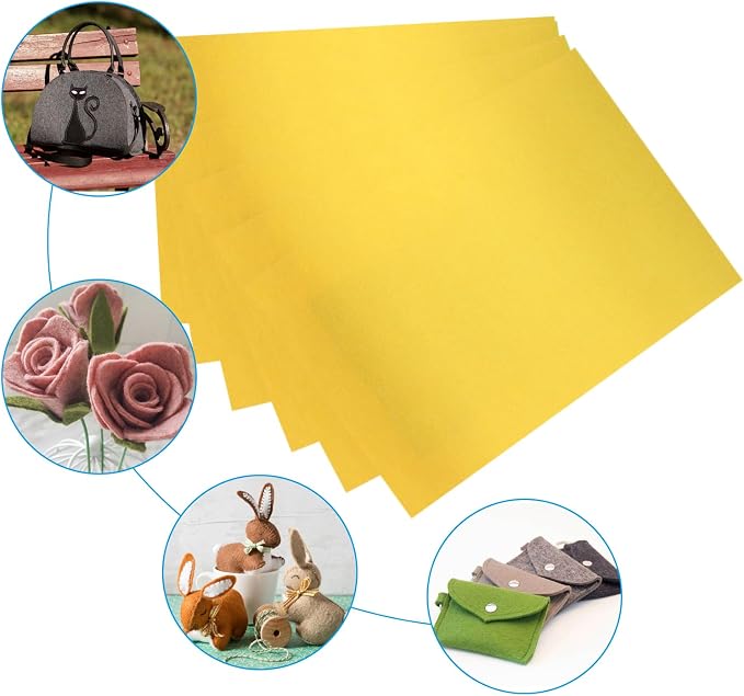 6 Pcs 8 x 12 Inch Yellow Felt Sheets, 2mm Thick | - Image 4