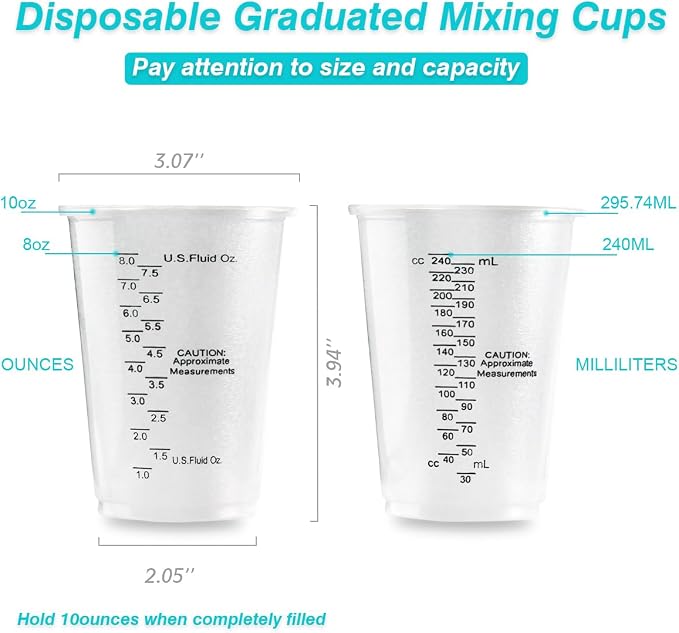 200Pcs 8oz Graduated Clear Plastic Measuring Cups Disposable Mixing Cups - Image 3