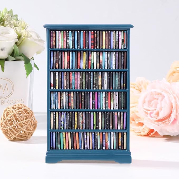 DIYDEC Mini Bookshelf with 180pcs Mini Books Miniature Blue Bookshelf Ornament - Image 4