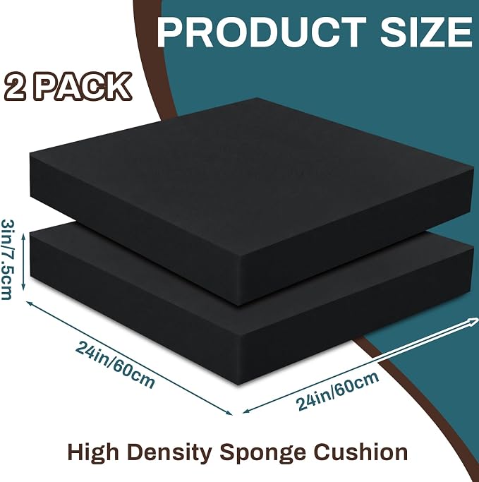 Frienda 2 Pack 3" X 24" X 24" Upholstery High Density Foam Cushion Replacement - Image 2