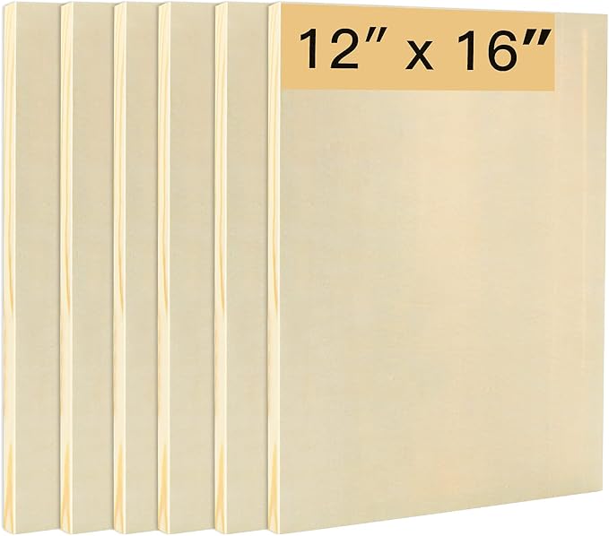 6PCS Wood Panels for Painting, 12 x 16 Inch Craft Wood Canvas Panel Boards by FVIEXE