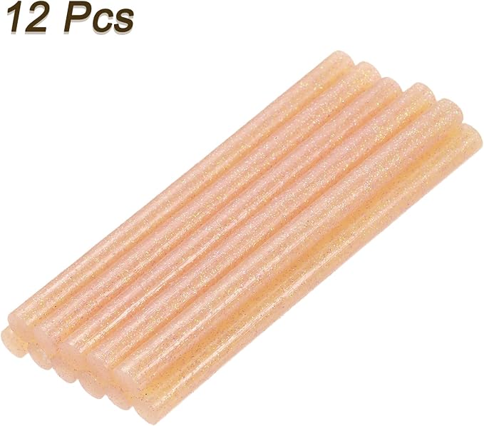 uxcell Mini Hot Glue Sticks for Glue Gun 7mm x 100mm Glitter Light Orange 12pcs - Image 3