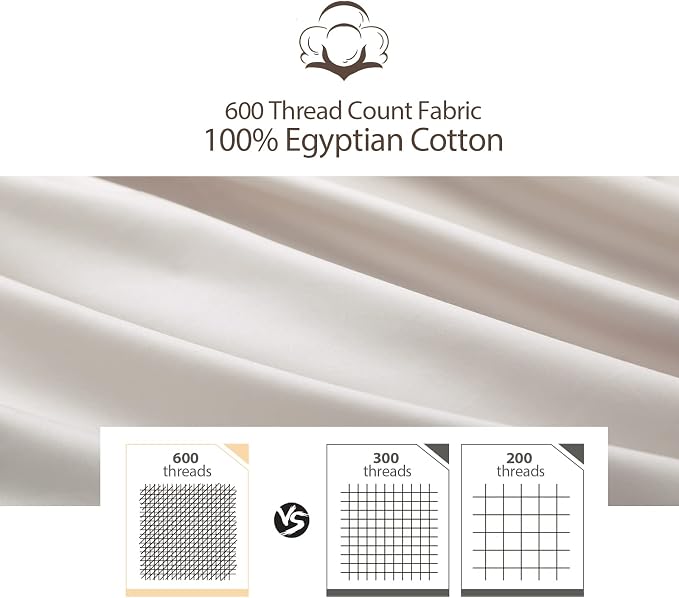 California King Size Fitted Sheet Only Light Beige, 100% Egyptian Cotton 600 - Image 3