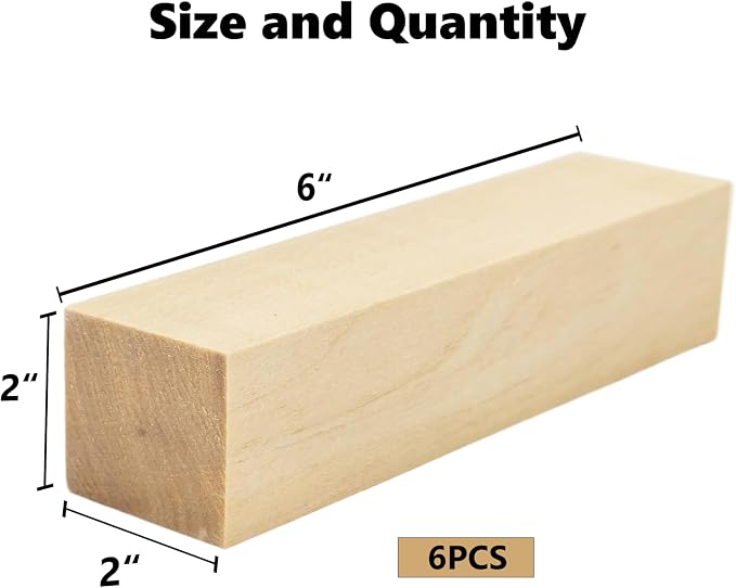 Ninekong 6PCS Basswood Carving Blocks，Whittling Wood Carving Kit, Soft Basswood - Image 3