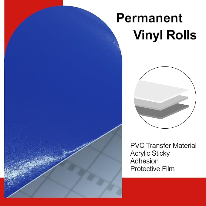 Luomorgo Royal Blue Permanent Vinyl Roll, 1 Roll | Glossy, Waterproof Adhesive - Image 3