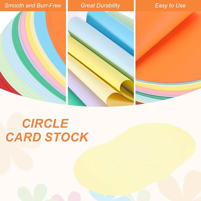 MECCANIXITY 24 Pcs Circle Card Stock, 9.8 Inch Round Cutouts Paper Thick - Image 3