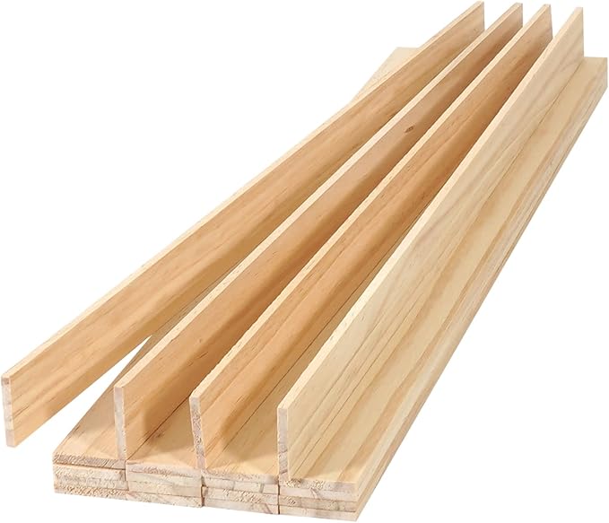 Wood Strips 1/8"x 1" x 17.5", Unfinished Flat Lumber Pine Pieces by Unknown