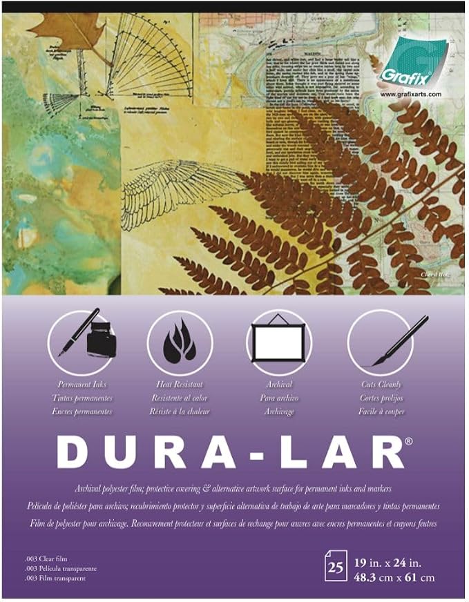 Grafix Dura-Lar 0.003" Film, Ultra Clear, Glossy 19"x24" Sheet, Mylar/Acetate by Grafix