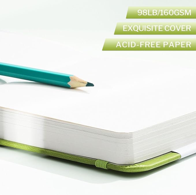 Prudiut 5" x 5" Hardcover Pocket Sketchbook, 80 Sheets, Emerald Green | 160gsm - Image 3