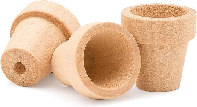 Woodpeckers Small Wooden Flower Pot 1-1/6 x 1-inch, 1 Flower Pots to Paint & by Woodpeckers