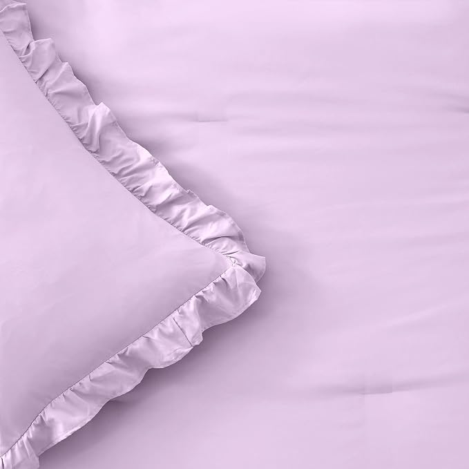 FUANNA Full Size Comforter Sets Lavender, 3 Pieces Ruffle Full Size Bedding Sets - Image 8