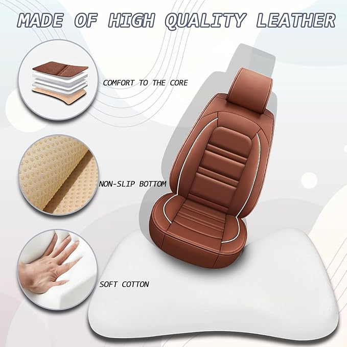 Seat Cover for Dodge ram 2500 2004-2011 | Car Seat Covers Front Seats, Waterproof Seat Protectors, Automotive Front Seat Covers (Front Seat, Coffee)