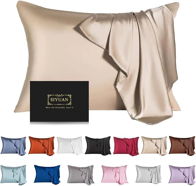 Mulberry Silk Pillowcase for Hair and Skin, Standard Size Cooling Silk Pillow by SIYUAN