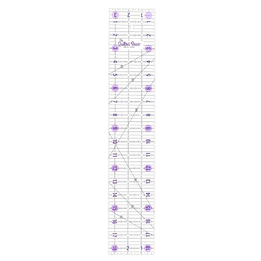 The Quilted Bear Rectangular Acrylic Quilting Ruler, 3.5" x 18.5" | Non-Slip by TheQuiltedBearsProducts