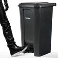27 Gallon Step-On Trash Can/Container, Black Plastic Dustbin with Lid and Foot Pedal, Hands-Free Disposal