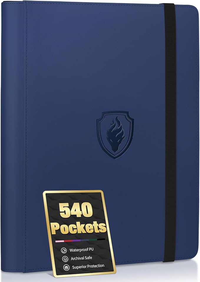 Premium 9 Pocket Card Binder for 540 Cards, Fabmaker PU Cover Trading Card by Fabmaker