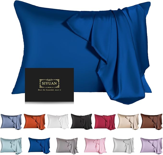 Mulberry Silk Pillowcase for Hair and Skin, Standard Size Cooling Silk Pillow by SIYUAN