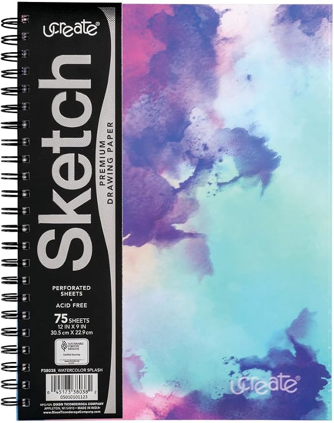 UCreate Fashion Poly Sketch Book, Watercolor Splash by CreativityStreet%C2%AE