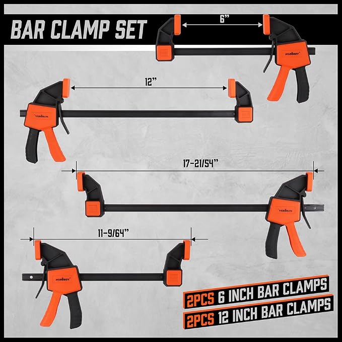 HORUSDY 6-Pack Wood Clamps for Woodworking, Wood Working Clamp Sets, Quick - Image 3