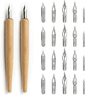 2 Pack Dip Pen Set, Oblique Calligraphy Pen Nib Set, Wooden Calligraphy Drawing by Unknown