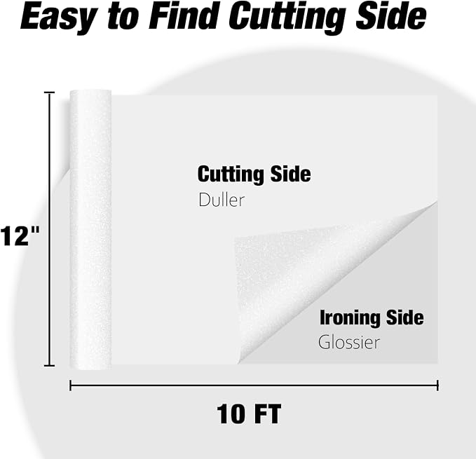 VinylRus White Glitter HTV Heat Transfer Vinyl Roll - Image 5