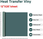 RENLITONG Dark Green Iron on Vinyl 12Inch by 20ft Roll Heat Transfer Vinyl - Image 2