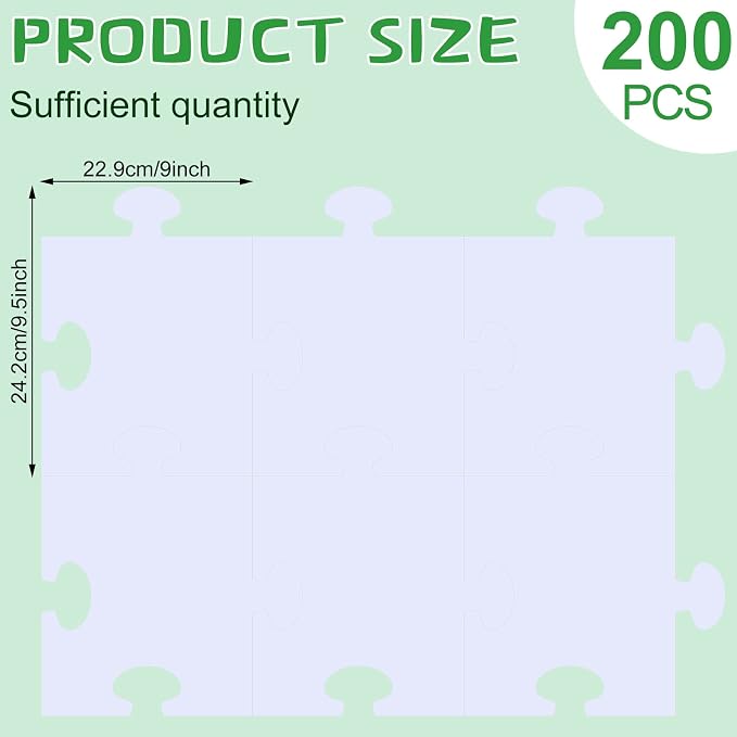 Glenmal 200 Pcs Large Blank Puzzle Pieces Oversize Blank Papers Puzzle Pieces - Image 2