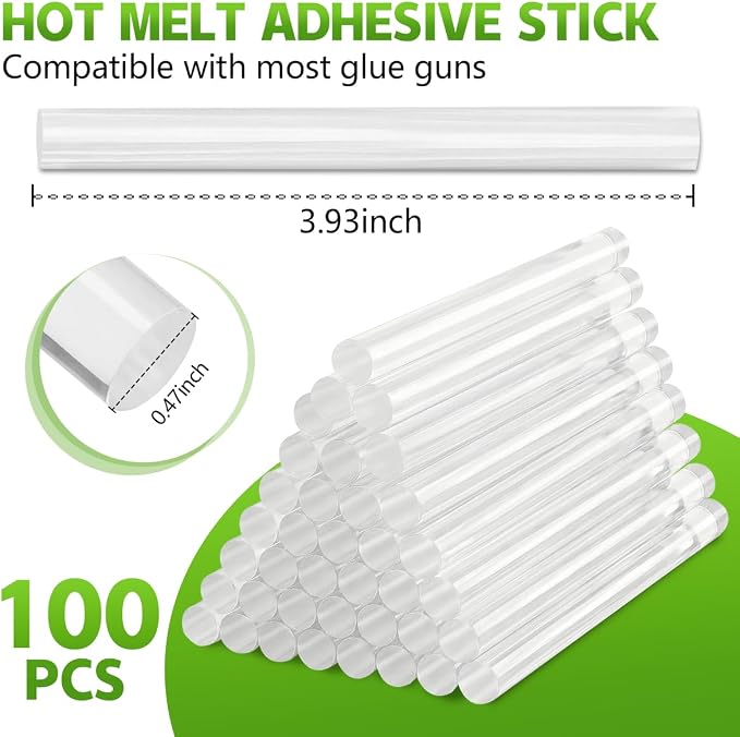 KISEER 100 Pack Clear 0.43 x 4 Inch Full Size Hot Glue Sticks Universal Fit - Image 2