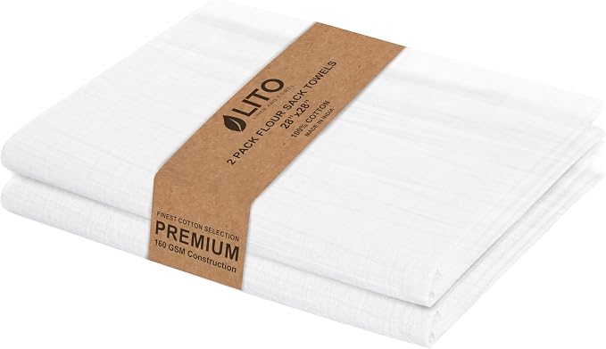 LITO LINEN AND TOWEL Flour Sack Towels – 100% Cotton, 28x28 Inches, Highly by LITOLinenandTowel