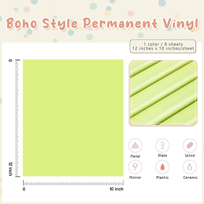 Tintnut Boho Permanent Vinyl 8 Sheets 12''x10'' Olive Green Adhesive Vinyl | - Image 2