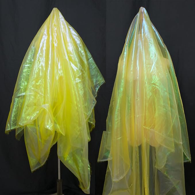Yellow Iridescent Organza Fabric - Image 2