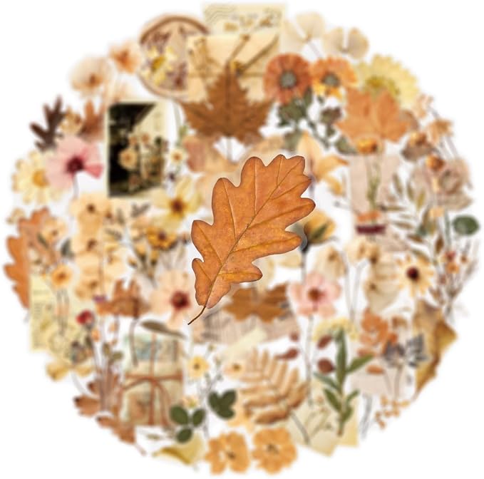 50PCS Transparent Flora Scrapbook Stickers, Vintage Aesthetic Flowers Sticker - Image 5