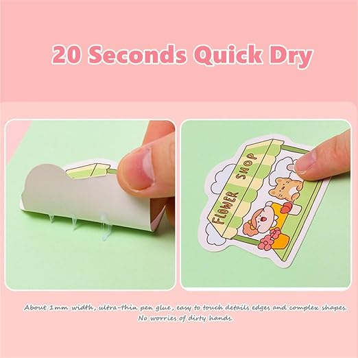Scrapbook Quick Dry Glue Pen 6PCS Set, Crafting Color Spot Glue Pen Liquid Glue - Image 7
