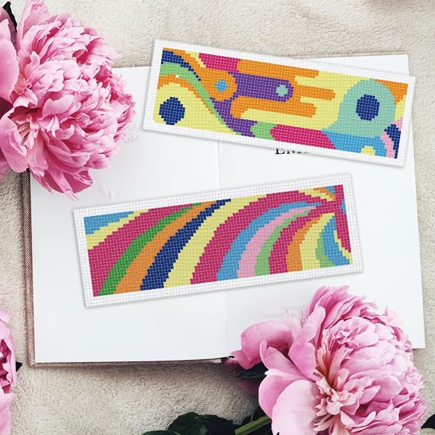 INFUNLY 6pcs Abstract Art DIY Cross Stitch Bookmark Kits - Image 6