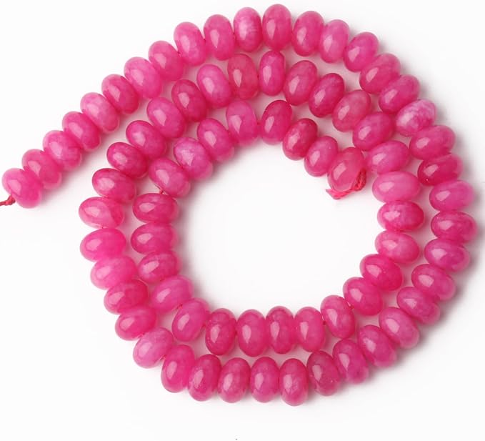 Songxi 5x8mm Natural Rose Colored Jade Stone Rondelle Beads, Gemstone - Image 3