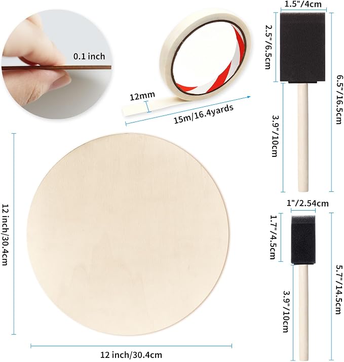 12 Inch Unfinished Wood Circles, 4 Pack Blank Wood Rounds - Image 2
