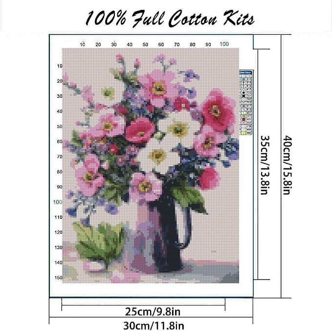Flowers Stamped Cross Stitch Kits Flowers Cross Stitch Patterns, Dimensions - Image 2