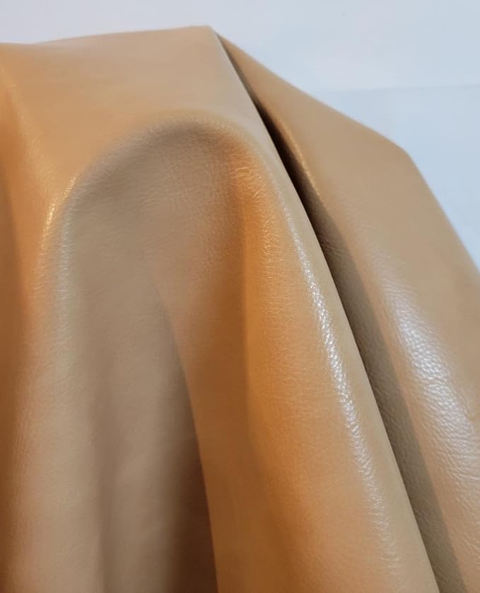 NAT Leathers | Wheat Camel 2 Tone Soft Faux Vegan Leather Sheet | 1 Yard Cut by - Image 4