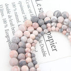 6mm Matte Pink Zebra Jasper Bead, 15-Inch Matte Round Loose Stone Beads - Image 6