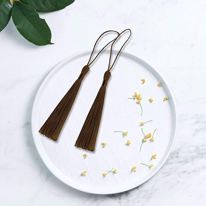 VAPKER 100 Dark Chocolate Tassels 13cm/5-Inch Silky Handmade Soft Tassels - Image 4