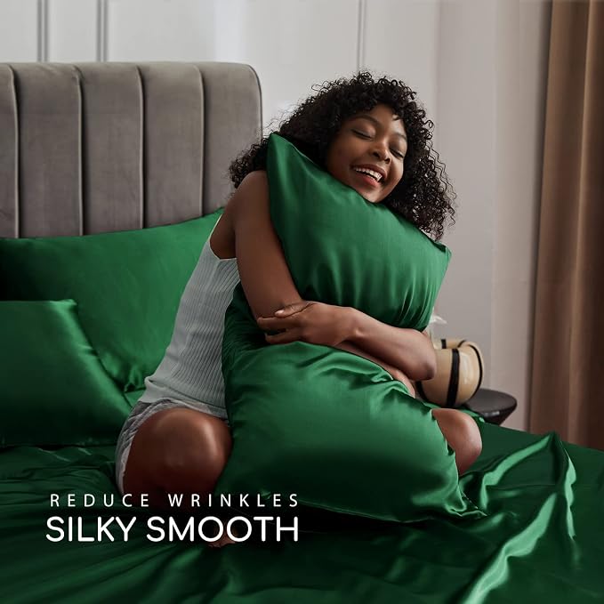 MR&HM Satin Bed Sheets, King Size Sheets Set - Image 3