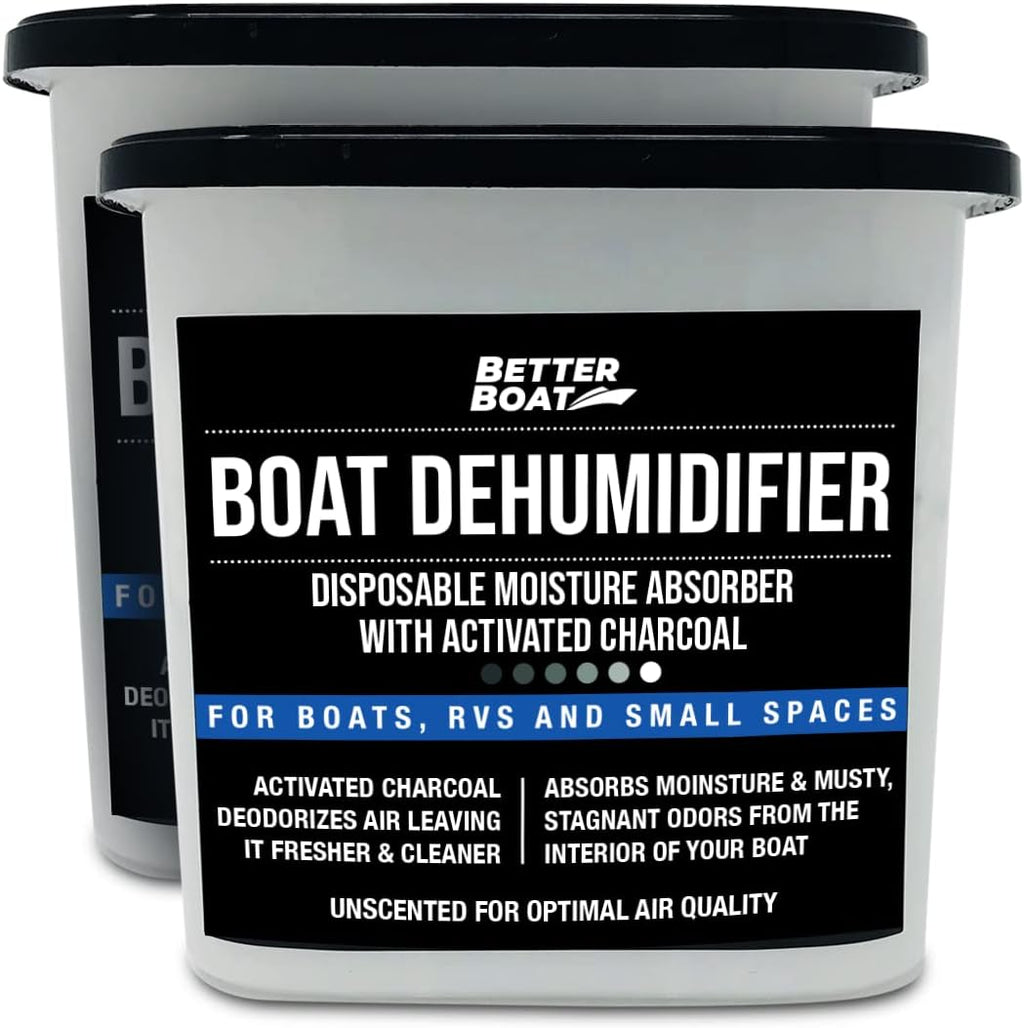 Moisture Absorber and Boat Dehumidifier, Charcoal Odor Remover for Damp Smell and Humidity, Unscented and Fragrance-Free, 2 Pack, Ideal for Basement, Closet, Home, RV, or Boating, No Refill Needed