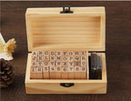 Pack of 36 Pcs Small Wooden Rubber Stamps 0.2 Inch of Letter and Number - Image 7