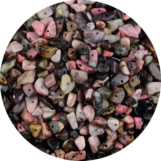 Natural Chip Stone Beads Black Stripe Rhodochrosite 5-8mm About 400 Pieces by Cmidy