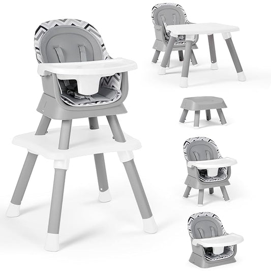 Baby High Chair, 8 in 1 Convertible Highchairs for Babies and Toddlers, Children Dining Booster Seat/Kids Building Block Table for Girls Boys, Baby Seat with Removable Tray, Chevron