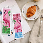 INFUNLY 6PCS Flamingo Cross Stitch Bookmarks Kit Pink Handmade Cross Stitch - Image 7