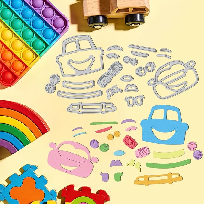 6 Styles Cute Anthropomorphic Car Metal Cutting Dies Cartoon Vehicle Die Cuts - Image 4